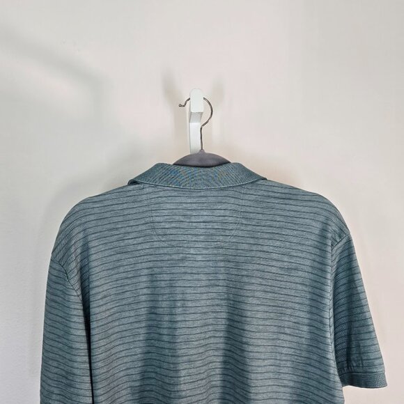 TOMMY BAHAMA MEN'S  gulf coast striped polo shirt  green Size Large - Picture 4 of 6
